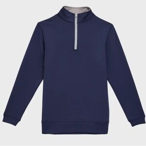 NWT Peter Millar Perth Youth Performance Quarter-Zip Navy L Long Sleeve UPF 50